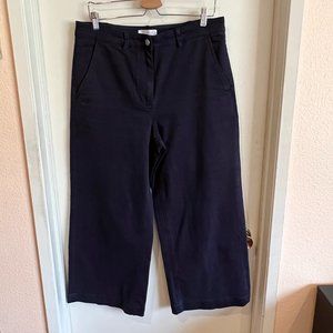 Everlane The Wide-Leg Crop Pant Size 14 Navy Blue Capri High Rise Casual